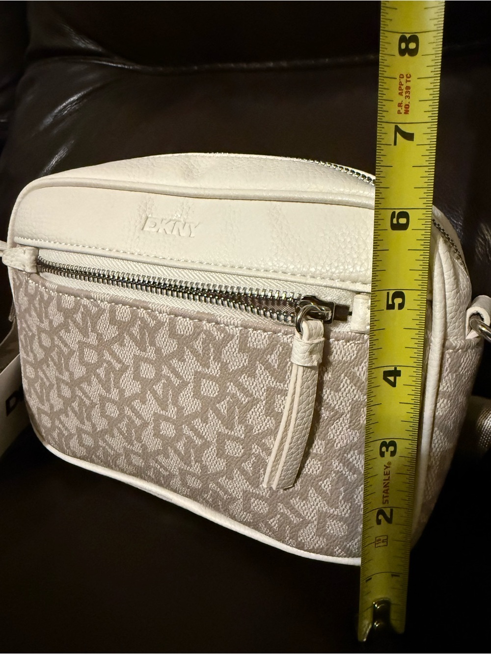 DKNY Cream and White Logo Crossbody Bag